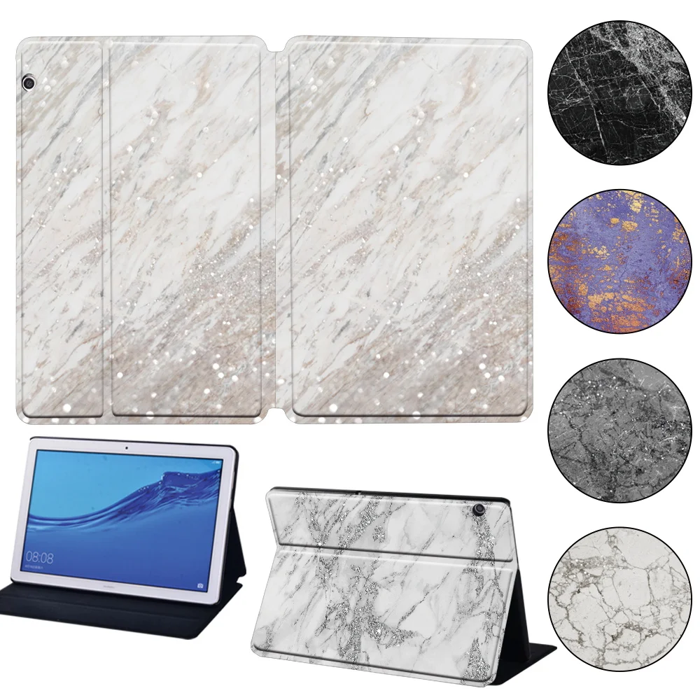 For Huawei Mediapad M5 Lite 8/M5 10.8/M5 Lite 10.1 Case For Mediapad T3 8.0/T3 10/T5 10 Anti-Fall Marble Series Tablet Cover