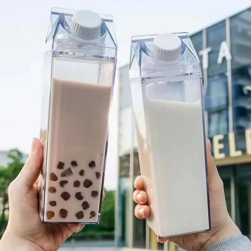 Transparent Water Bottle Creative Milk Cardboard Bottles Milk Juice Box Reusable Portable Outdoor Sports Travel Camping