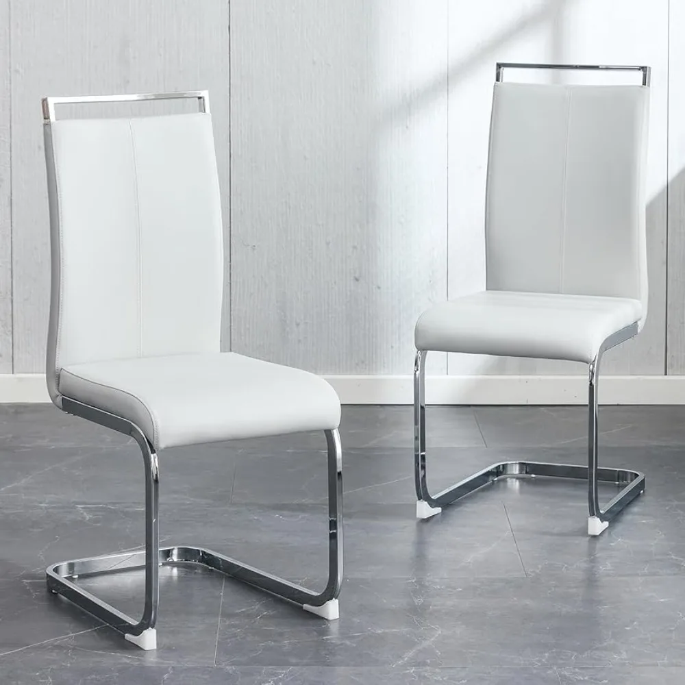 

Dining Chairs Set Kitchen Modern Metal Chairs With Faux Leather Padded Seat High Back and Sturdy Chrome Legs Freight Free Chair