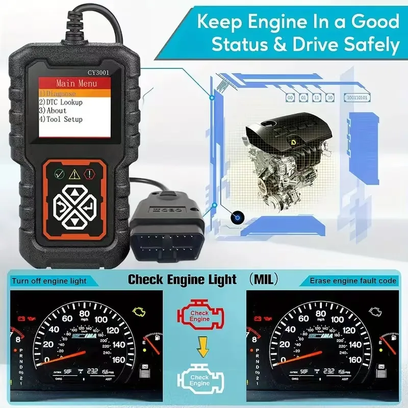 CY3001 OBD2 Scanner with ELM327 Chip, Car Fault Code Reader & Engine Diagnostic Tool for All Vehicles" 5