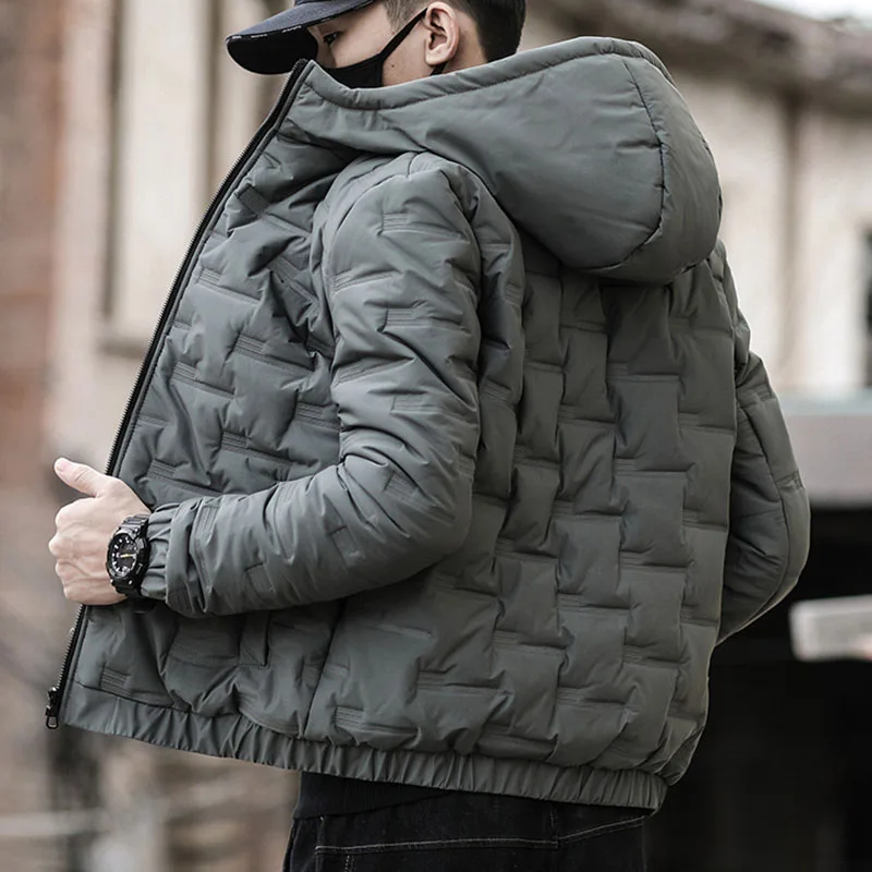 

2024 New Trendy Parkas Cotton-padded Coats Jacket Men Parkas Outdoor Hooded Coat Casual Windbreaker Thick Warm Coat Men Jacket