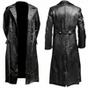 MEN'S GERMAN CLASSIC WW2 MILITARY UNIFORM OFFICER BLACK  LEATHER TRENCH COAT 6