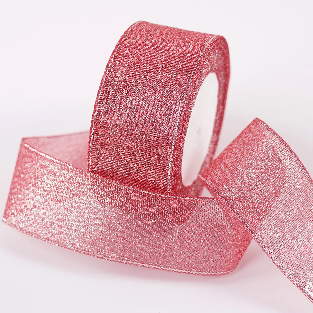 Glitter Organza Ribbon Bow for Decorations and Gift Wrapping, 40mm x 22m