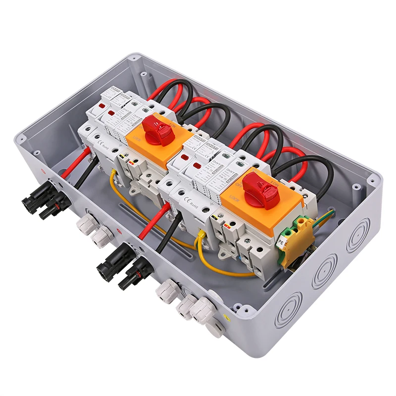 Solar photovoltaic PV Combiner Box Surge Lightning Protection Outdoor Waterproof 2 input 2 out DC 1000V IP65 Distributor