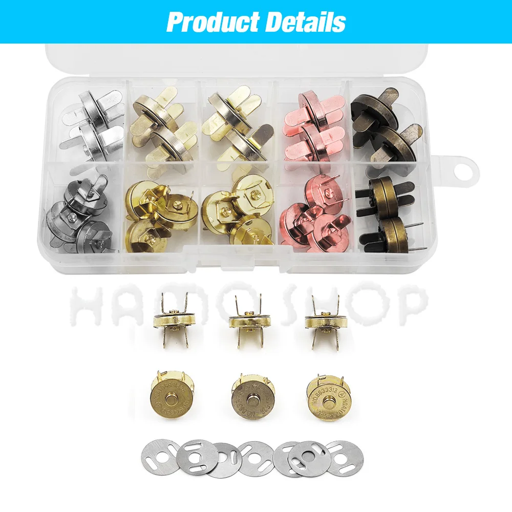 20sets/lot 14mm 18mm Wallet Button Magnet Buckle Buttons Metal Snap Thickening Magnetic Automatic Adsorption Buckle Installation 5