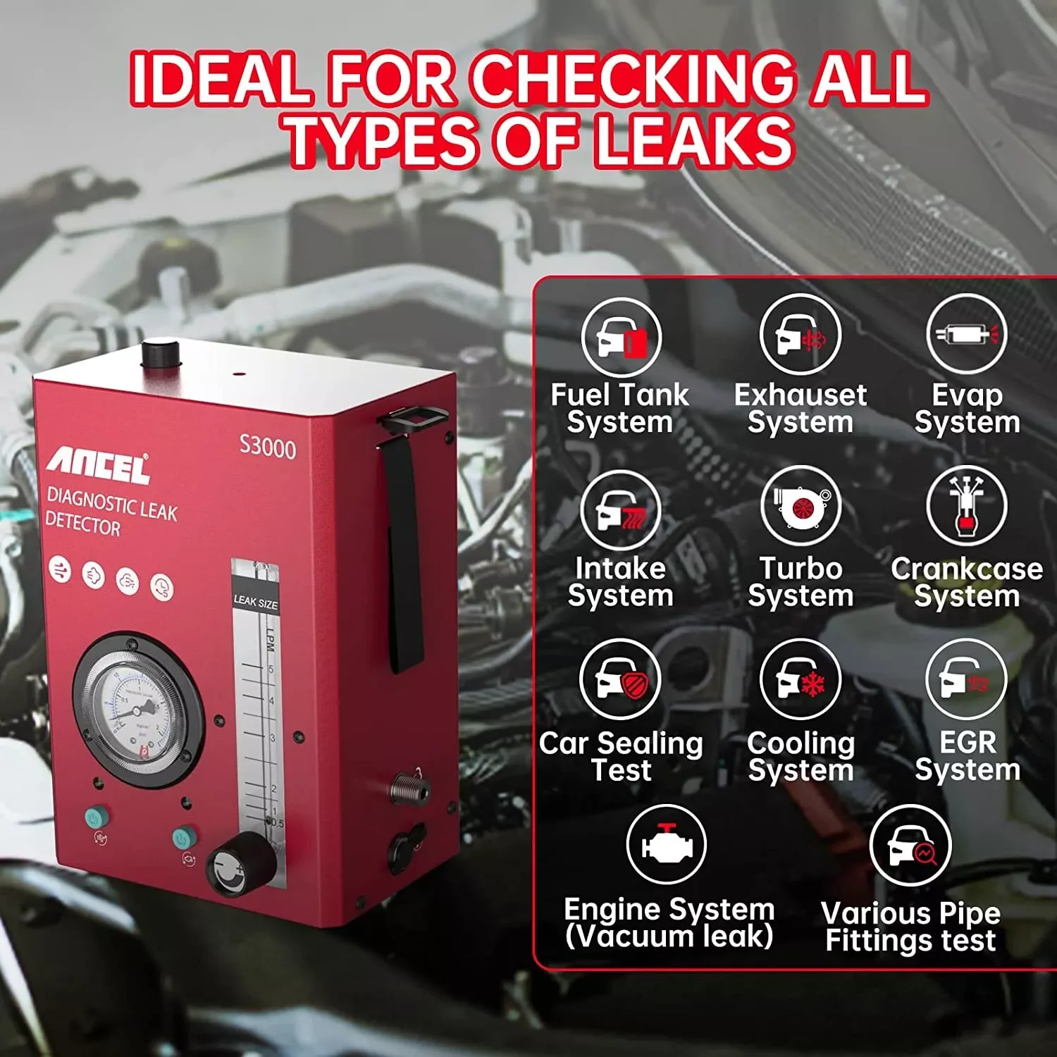 ANCEL S3000 EVAP Smoke Machine Leak Detector - Vacuum Tester For Automotive Diagnostics