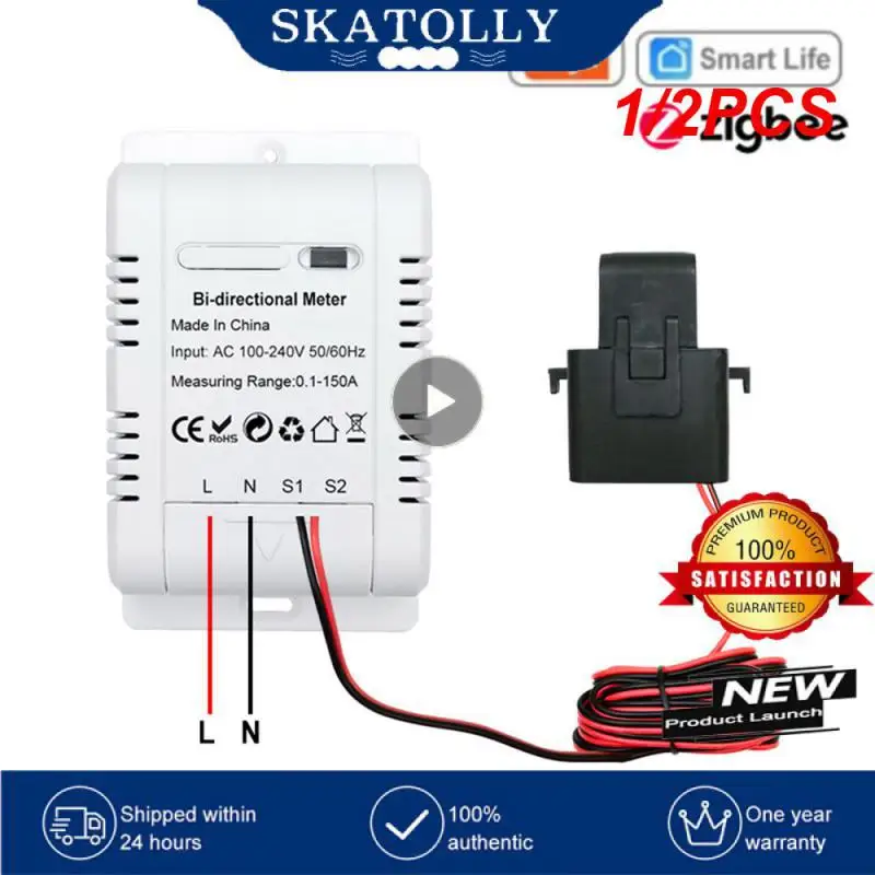 

1/2PCS Tuya Smart Life BiDirectional ZigBee Energy Meter with 150A Clamp Current Sensor Solar PV Two Way App KWh Monitor 110V