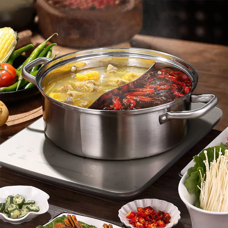 Stainless Steel Sichuan Hotpot Pot, Shabu Pot, Hot Pot With Divider,  Kitchen Gadgets, Kitchen Stuff, Kitchen Accessories, Home Kitchen Items -  Temu