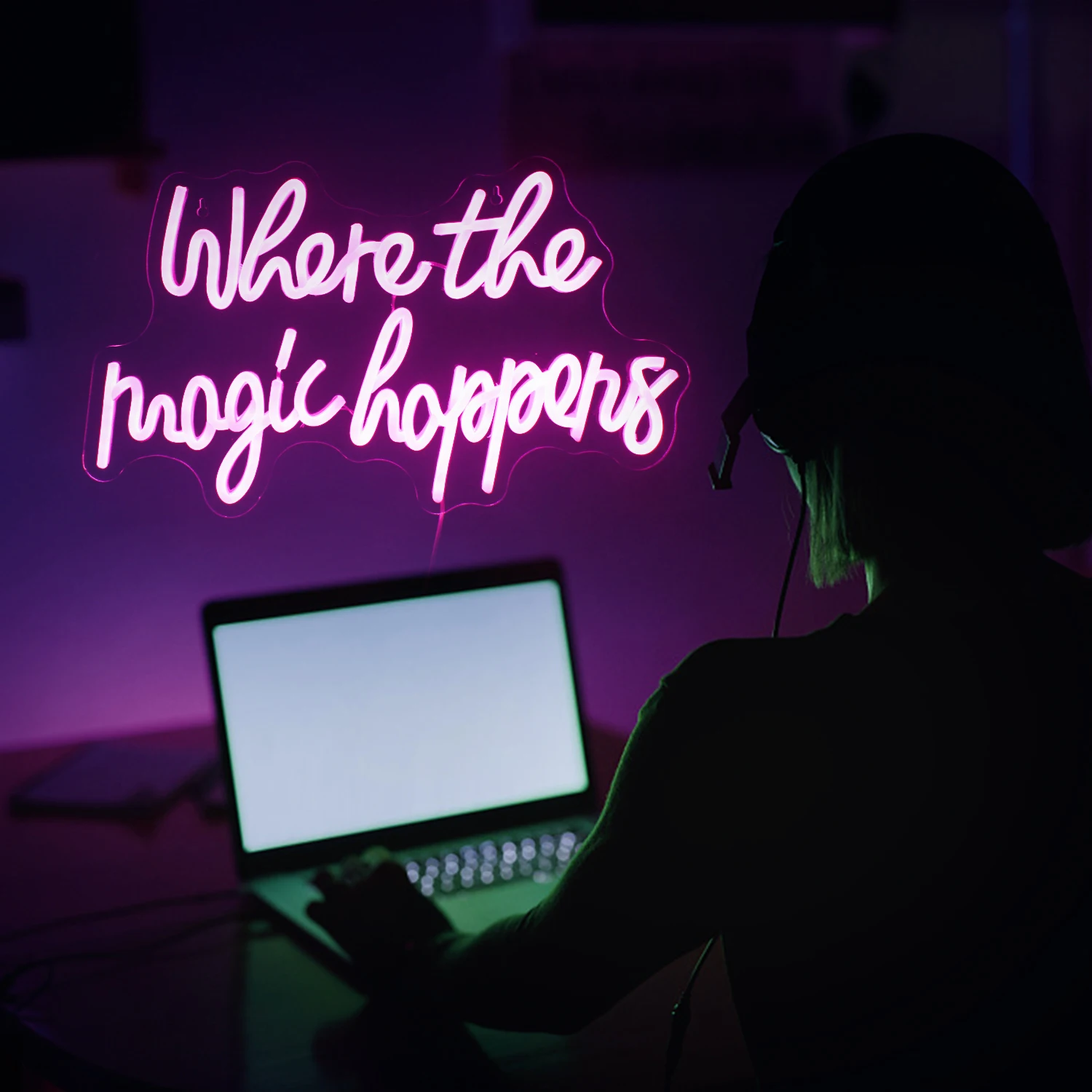 Where The Magic Happens LED Neon Sign Light for Gaming Study Room Wedding Birthday Party Bar Wall Lamps Acrylic Letter Light