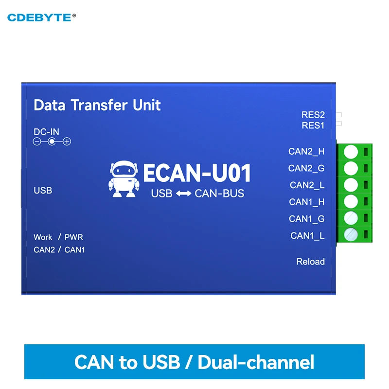 CAN2.0 Debugger CAN to USB Converter Bus Analyzer CDEBYTE ECAN-U01 CAN-BUS Bidirectional 2-Way Isolated Transceiver USB2.0