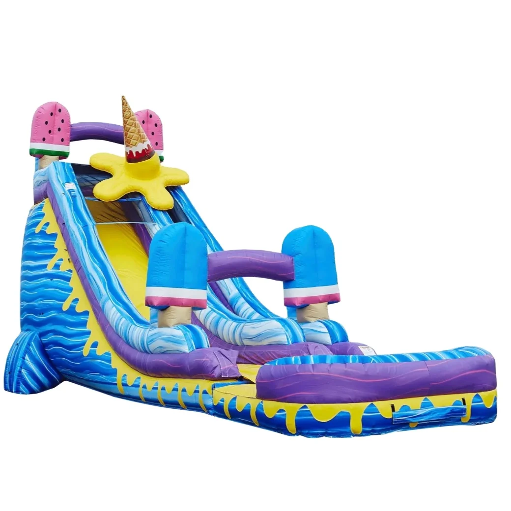 

Summer Commercial For Rental Birtyday Party Ice Cream Inflatable Water Slides With Slip N Slide