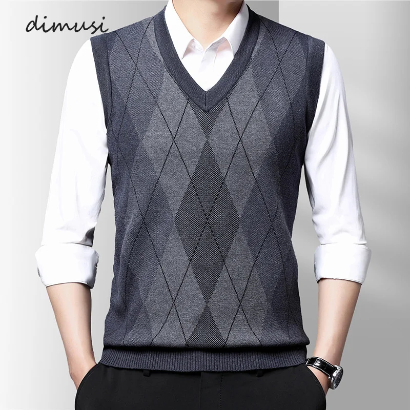 

Autumn Men's Sleeveless Jacket Man Desiger V-Neck Vest Jumper Knitted Waistcoats Casual Men Pullovers Sweater Clothing