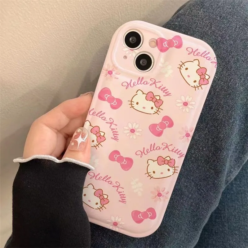 Custodia Per IPhone 12 Mini Ufficiale Hello Kitty | Flessibile Con Fiore Delicato | Cover Morbida Traspirante Made In Spain