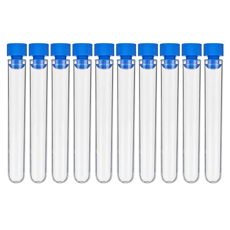 Plastic Test Tube 13x100mm Transparent Tube Lab Clear Tubes with Stopper School Teaching Laboratory Supplies ，50 Pcs