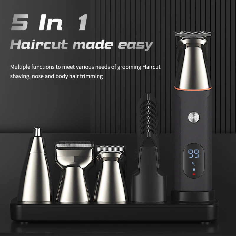 Hair clipper set Men's 5 in 1 Shaving Electric nose Hair clipper Body wash 2