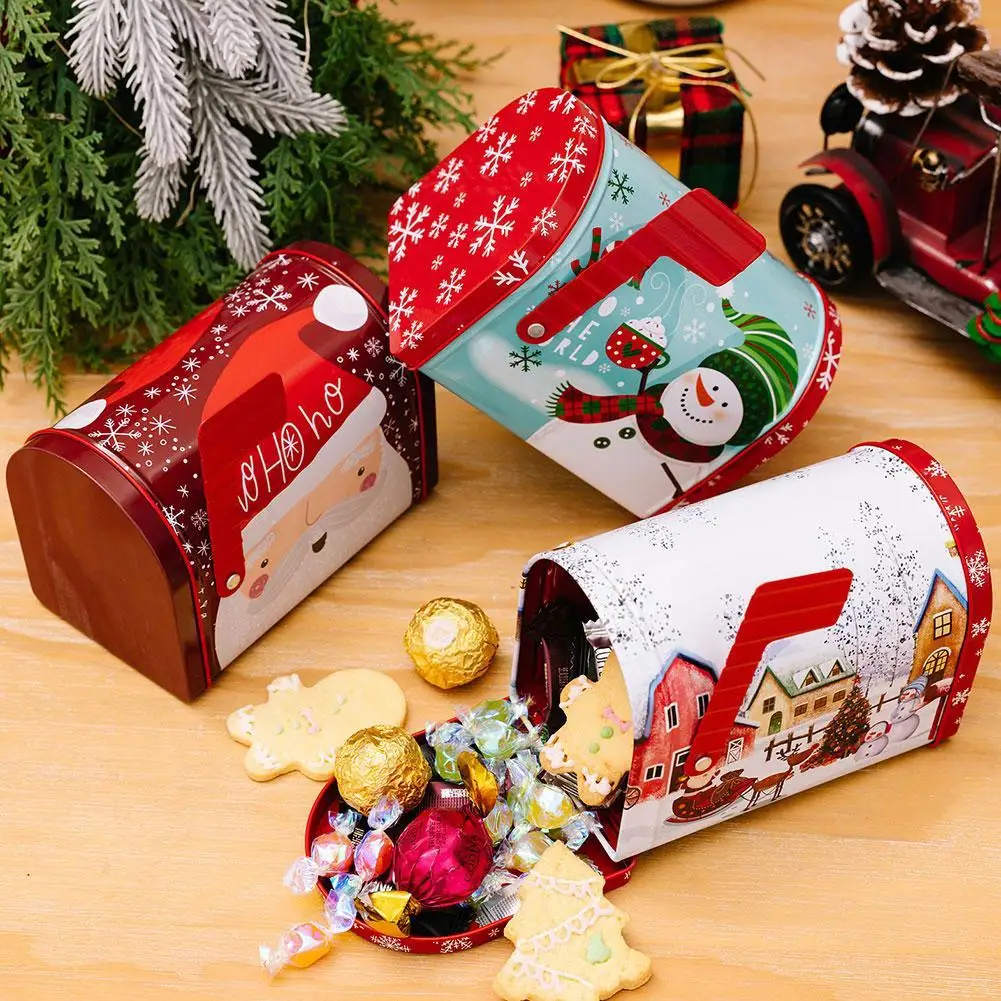 

Christmas Candy Box Christmas Theme Mailbox Craft Iron Storage Box High-quality And Durable Gift Tins Kids Gifts Xmas Ornaments