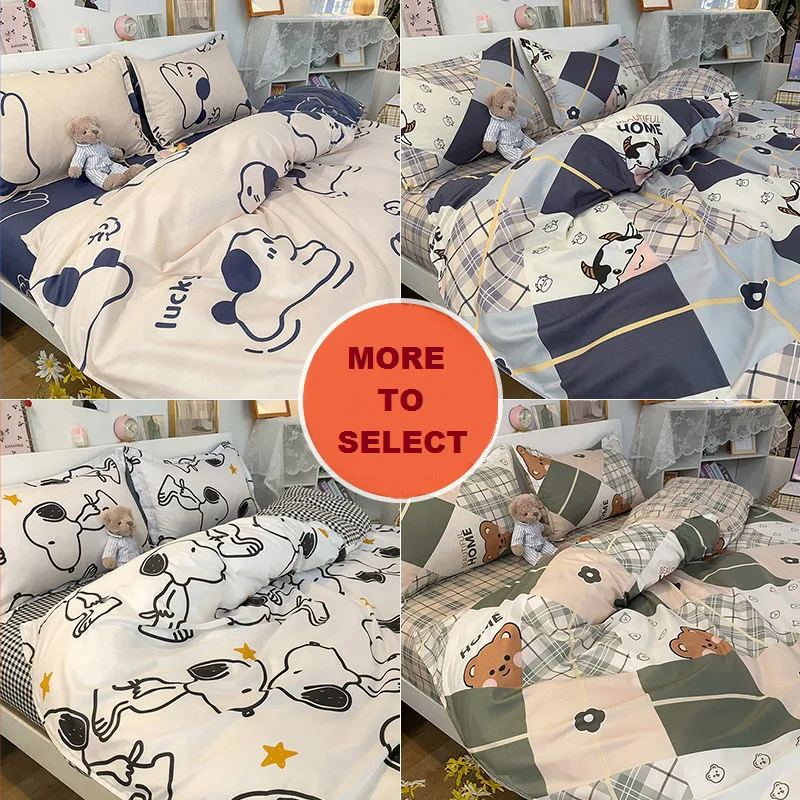 

Cartoon Duvet Cover Set for Children Bed Sheet Pillowcase Queen King Full Twin Size Students Dormitory Double