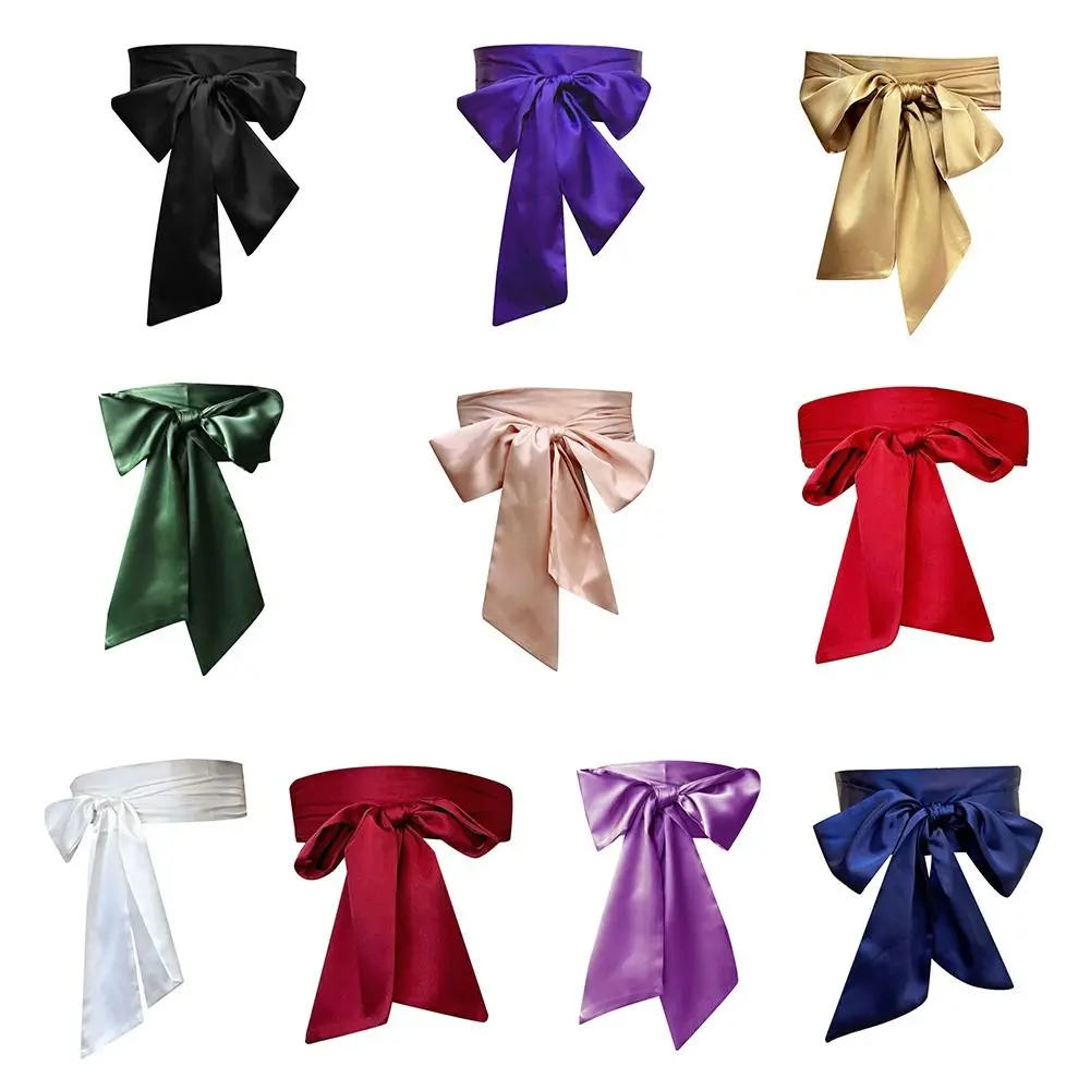 Frauen Kleid Top Bowknot Bund Taille Bogen Korsett Satin Seide Breite Taille Gürtel Stoff Band Cummerbunds Lace Up Taille Strap