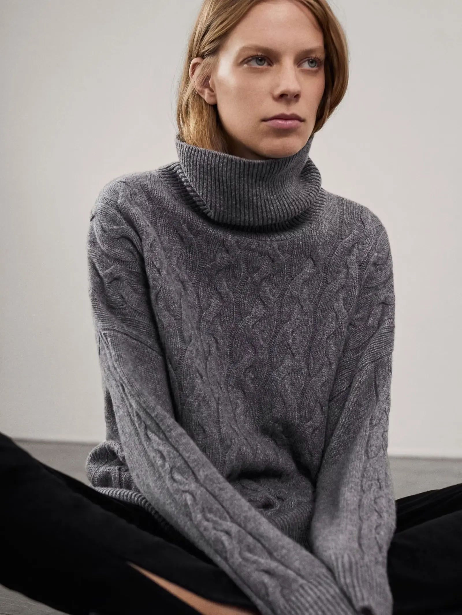 

Women's sweater wool knitted autumn and winter fashionable high necked long sleeved medium length styleVestidos Mujer