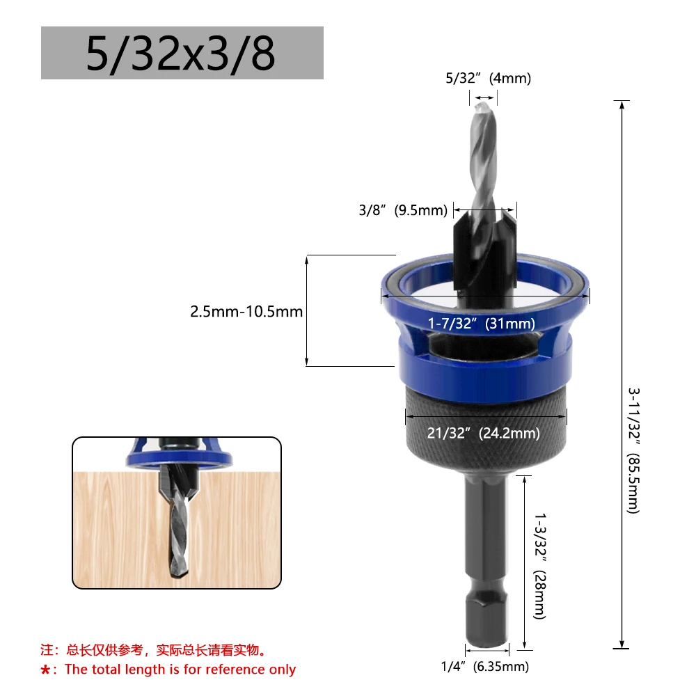 LAVIE 1pc Hex Schaft Einstellbare Begrenzung Senker Bit Router Bits Holzbearbeitung Router Bit Set CH339I00825BL – Detail 14
