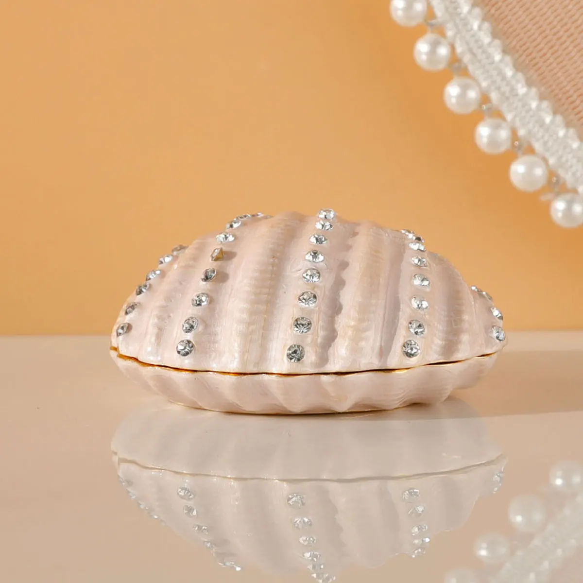 Porta anelli con conchiglia Scatola per gingilli Strass Gioielli smaltati 