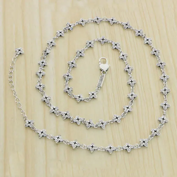 

Wholesale Euro American punk trendsetter sterling silver Four-leaf clover necklace female clavicle chain retro personality jewel