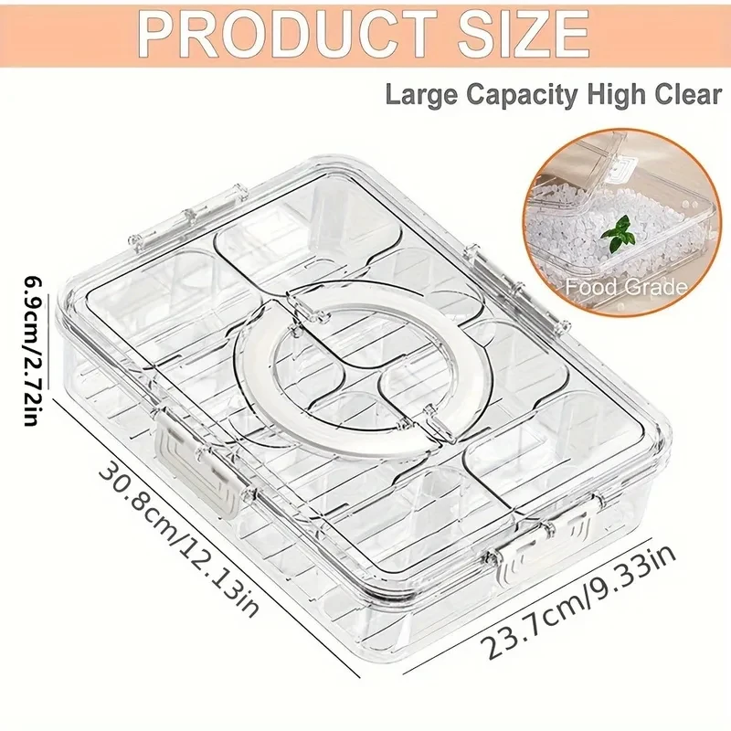 Portable Clear Veggie Tray with Lid & Handle - Divided Spinner