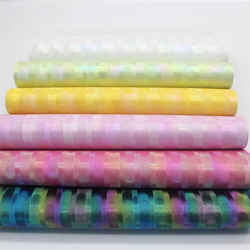 Long Stripe Holographic Mirror Leather PVC Artificial Leather Fabric Wallpaper Bag Decorative Goods Shoe Material