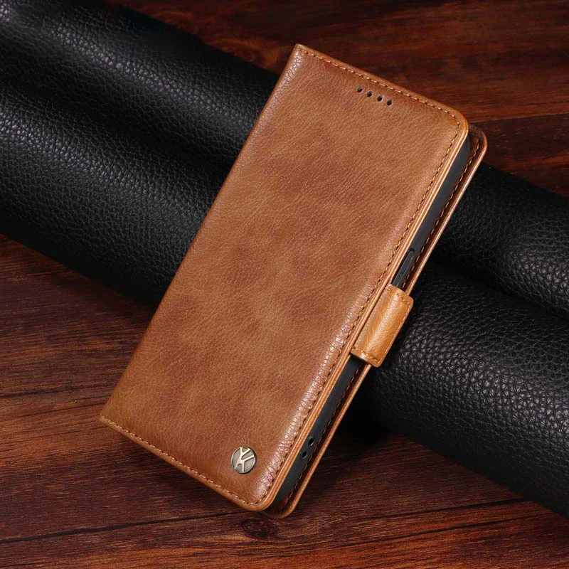 Litchi-Textured Leather Flip Wallet Case with Side Buckle