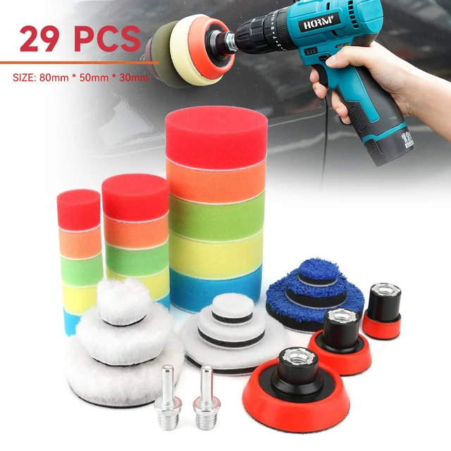 29 Pcs Polishing Pads Kit Car Buffer Polisher Kit Drill Buffing Kit for Car