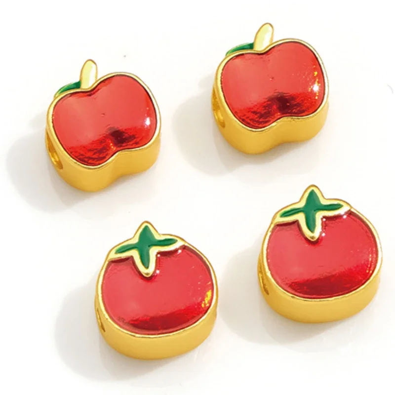 

WZNB 10Pcs Apple Seed Beads Persimmon Fruit Slider Spacer Beads for 3.9mm Round Leather Cord DIY Jewelry Making Accessories