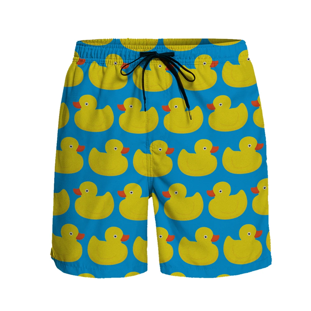 Men Casual Shorts Little Yellow Duck Print Funny Breathable