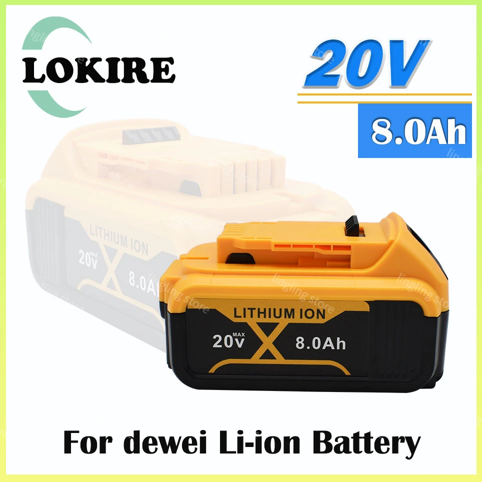 

For dewei 20V 8.0Ah~12.0Ah Rechargeable Power Tools Battery with LED Li-ion Replacement DCB205 DCB204-2 DCB206