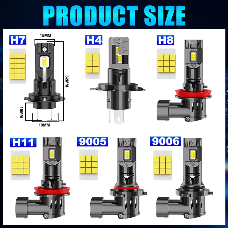 듀얼비전 H7 LED 라이트 180W 60000LM 9005 9006 H11 H4 LED 헤드라이트 캔버스 60 CSP 자동차 하이/클로즈 램프 팬 터보 라이트 포함