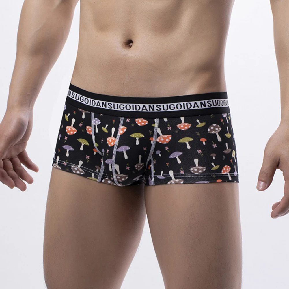 Men Sexy Mushroom Printing Boxer Briefs Bulge Pouch Underwear Floral  Panties Male Breathable Underpants Shorts Fashion Knickers