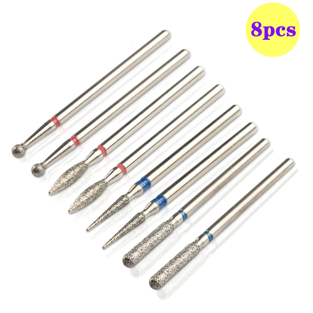 8pcs/Set Diamond Nail Drill Bit Rotery Electric Milling Cutters For Pedicure Manicure Files Cuticle Burr Nail Tools Accessories images - 6