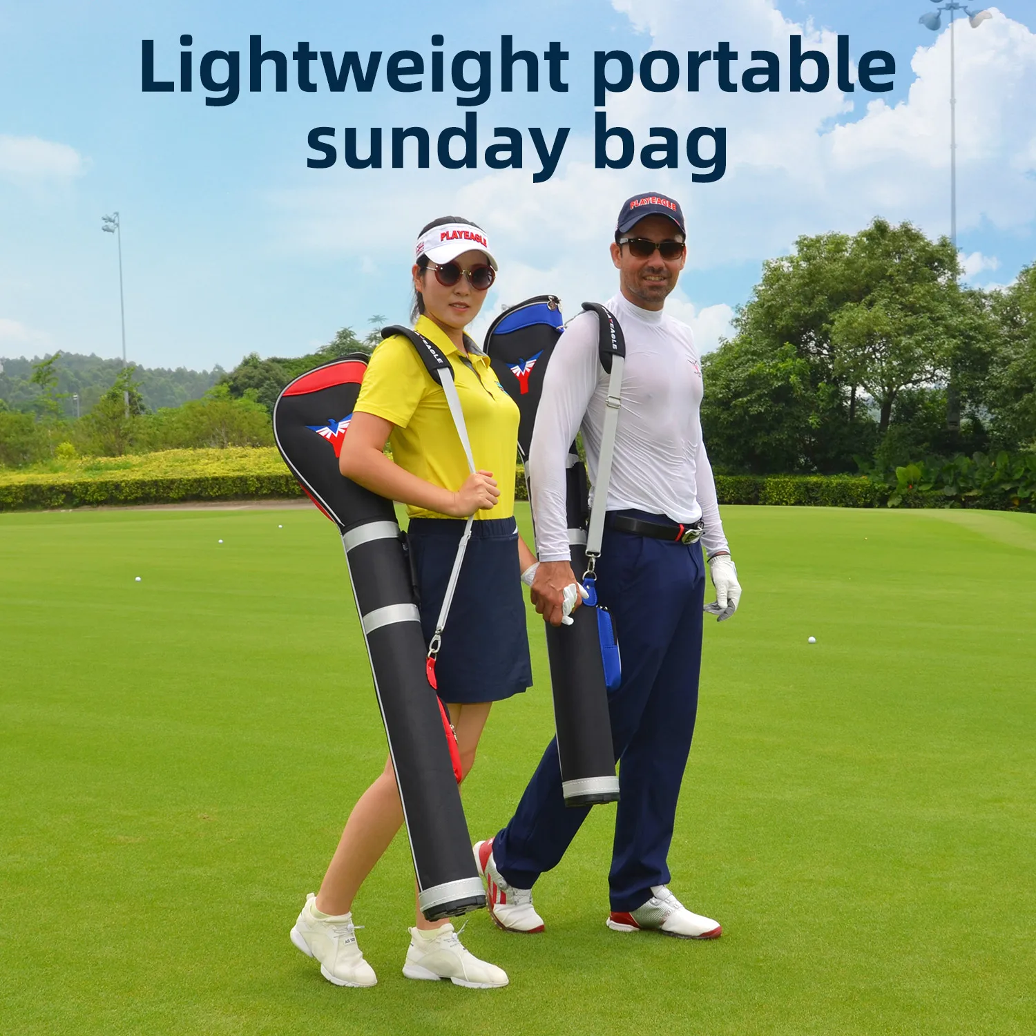 PLAYEAGLE Waterproof Nylon Golf Mini Foldable Portable Sunday Pencil Bag for 5~8pcs Clubs Aviation Accessories Free Shoes Bag