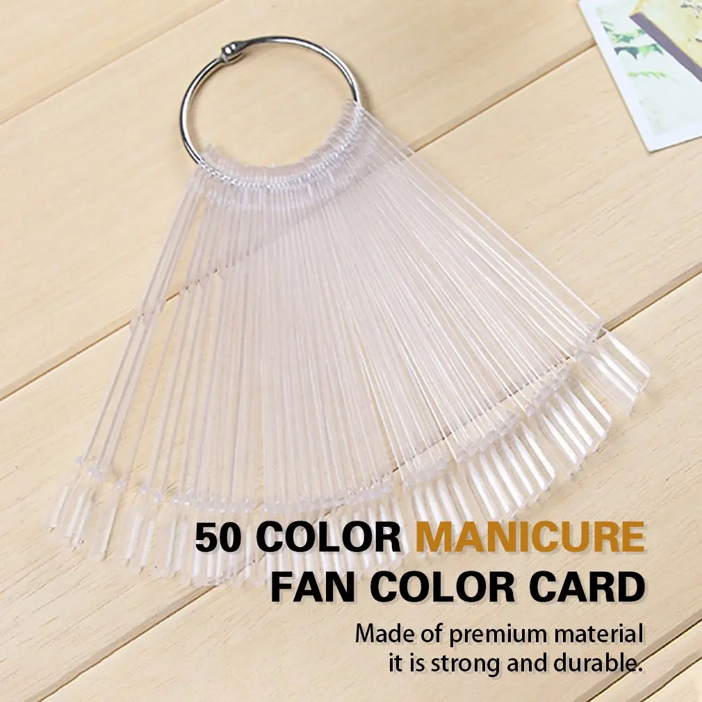50/Set Nail Art Tips Display Practice Sticks Fan Shaped Nail Polish Swatches Fake Color Sample Art Tools Supplies