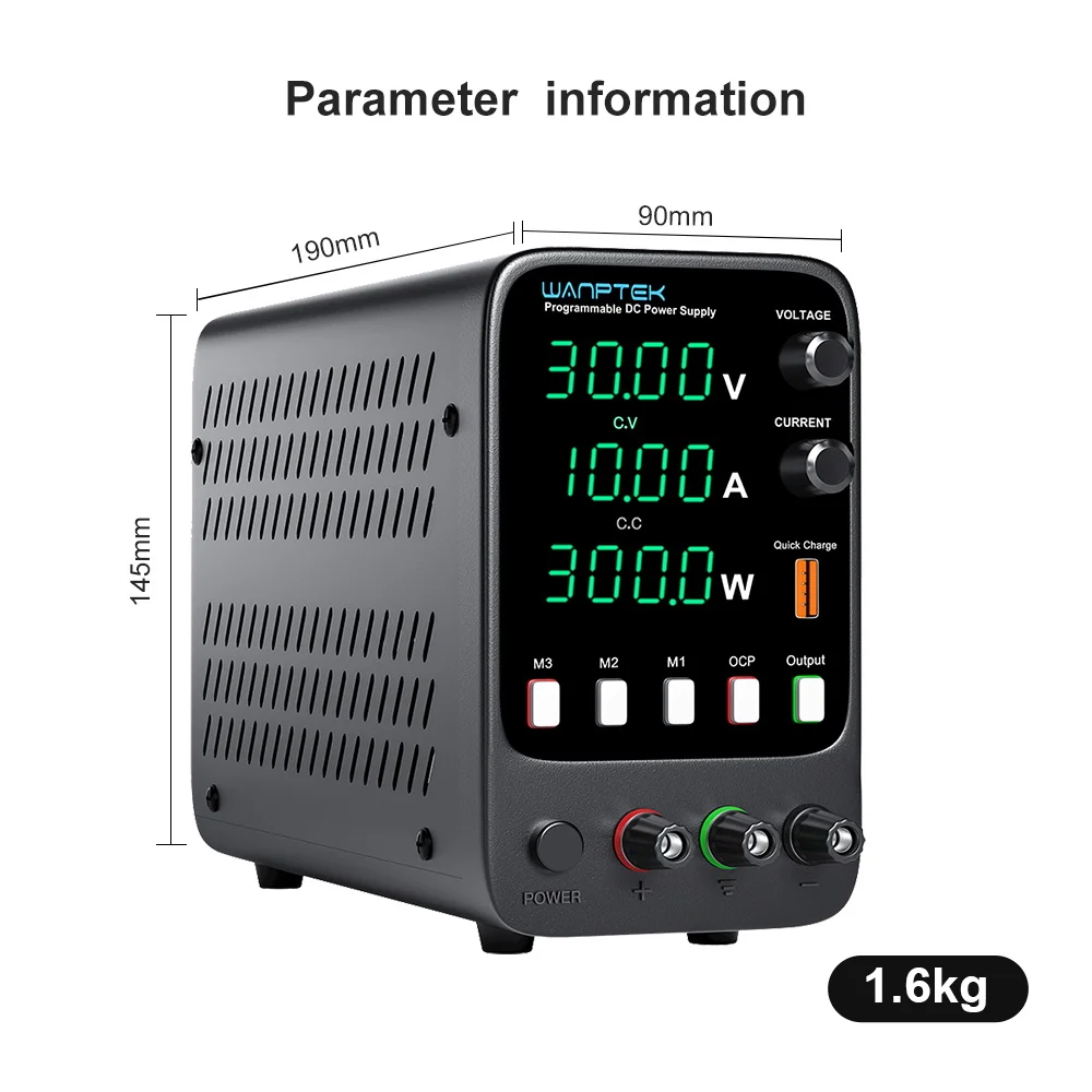30 V 10 A einstellbares Gleichstromnetzteil mit USB-Schnellladeanzeige, Labornetzteil mit Encoder-Einstellung für die Reparatur von Mobiltelefonen – Detail 19