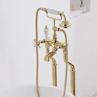 ก๊อกน้ําอ่างอาบน้ําชุดชั้น Decked ห้องน้ําคลาสสิกคุณภาพสูงทองสไตล์อเมริกันเซรามิคฝักบัวก๊อกน้ํา 1