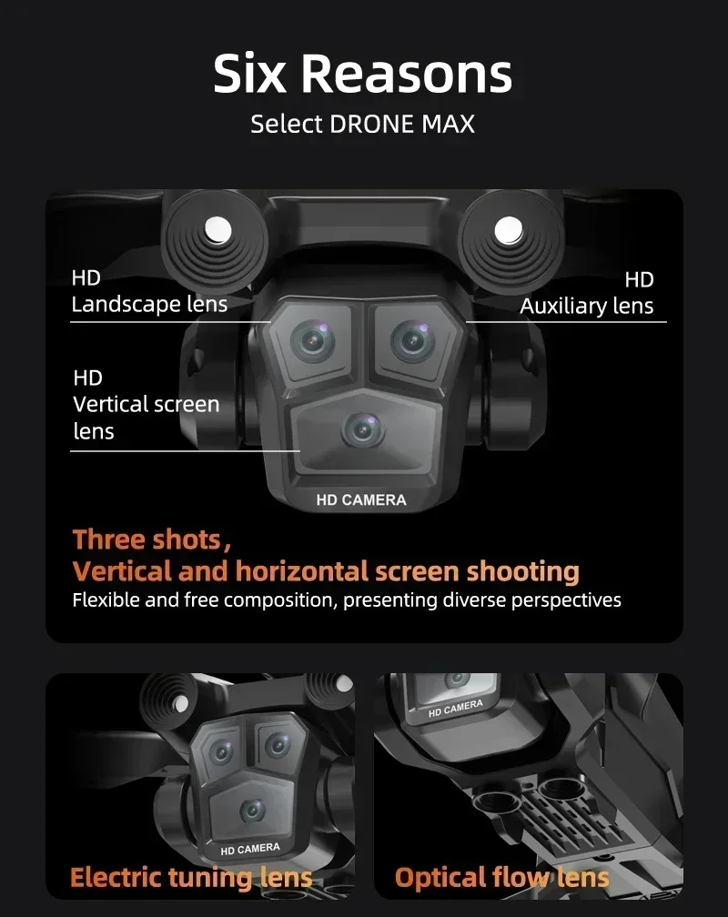 Description Picture 3 of item2025 M4 / M17 RC Drone 4K Professinal with Wide Angle Triple HD Camera Foldable Remote Control Helicopter WIFI FPV Height Hold