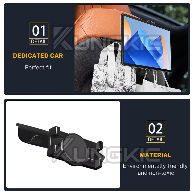 Spezielle Multimedia-Halterung für die Rücksitze von Mercedes-Benz C-Klasse W206 S206, E-Klasse W214 S214 und GLC-Klasse X254 mit iPad- und Handyhalterung – Detail 4