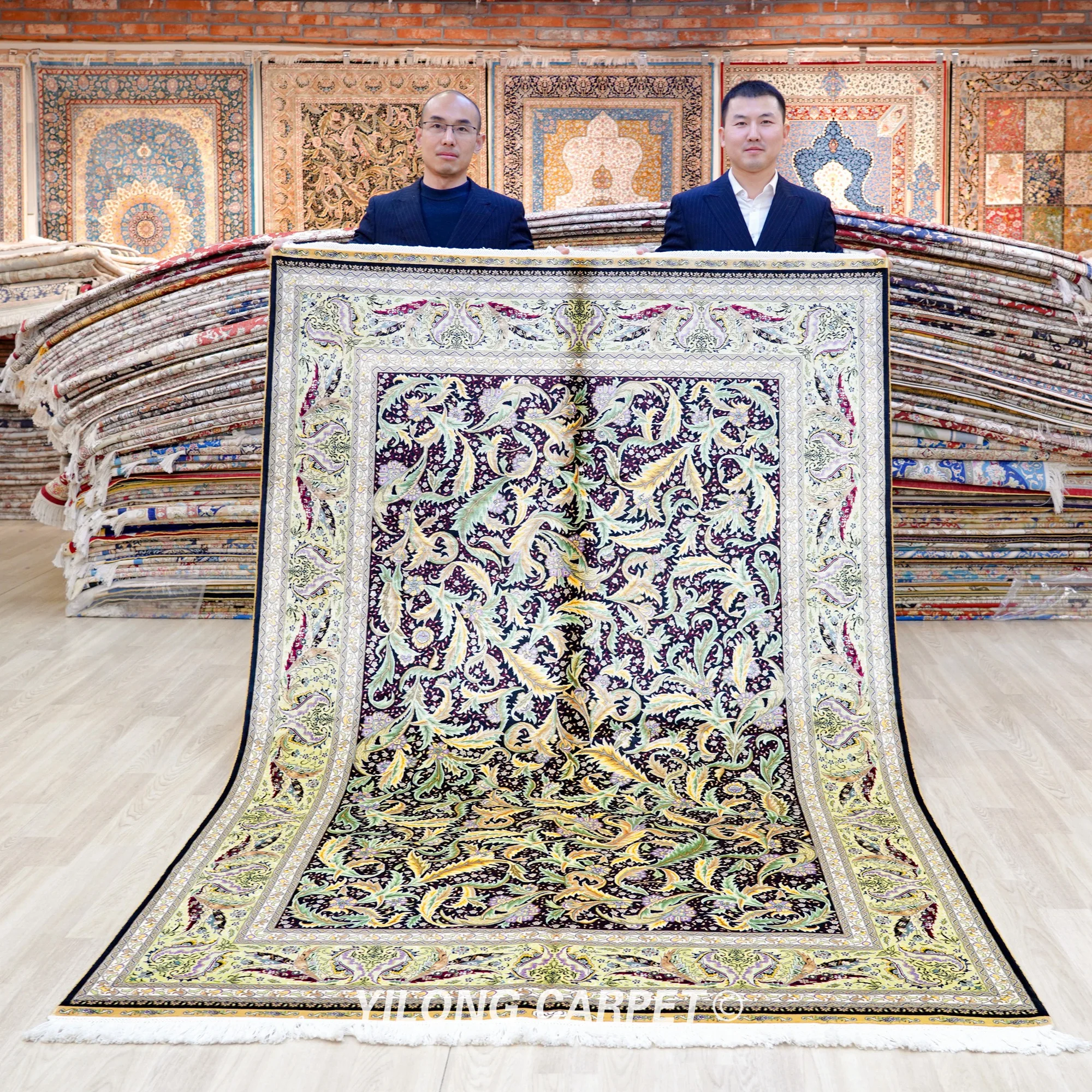 

Восточная ковровая дорожка 5 'x 7,5', изысканная зеленая искусственная кожа ручной работы (YL0800)
