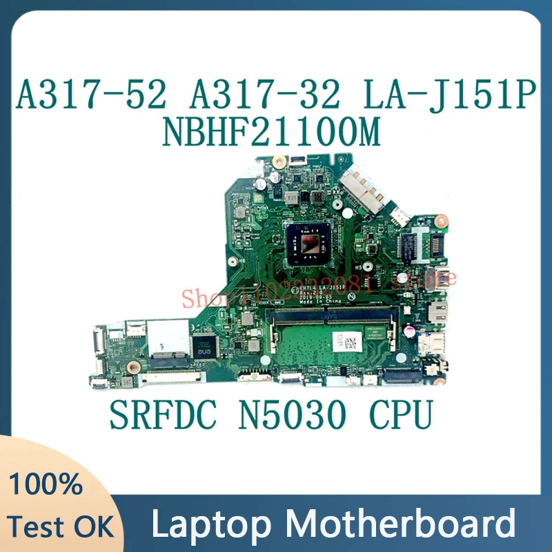 

EH7L4 LA-J151P Mainboard For ACER A317-52 A317-32 NBHF21100M Laptop Motherboard With SRFDC N5030 CPU 100% Full Working Wel