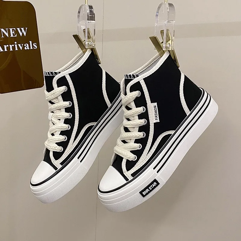 Women Platform Canvas Shoes Height Increasing Chunky Sneakers For youth girls Outdoor trainers Female Ladies Thick Sole Footwear 2