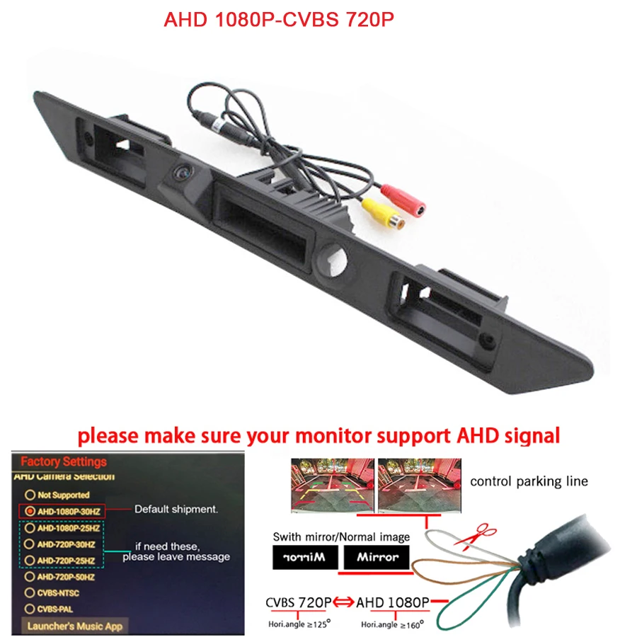 

AHD1920*1080P Trunk Handle Switch rear Reverse Camera for Audi A6L Q7 A4 A3 A5 A6 A8L A8 Dynamic trajectory Relay Filter PQ MIB