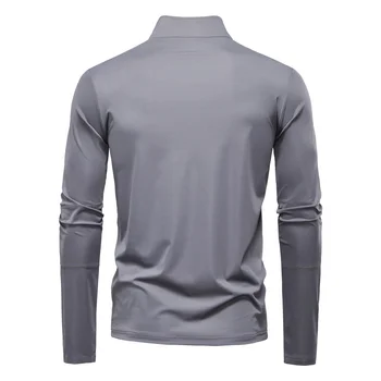 AIOPESON Men's UPF100+ Sun Protection Long Sleeve Shirt Solid Color Zipper Outdoor Shirts Stand Collar Quick Dry T Shirts 3