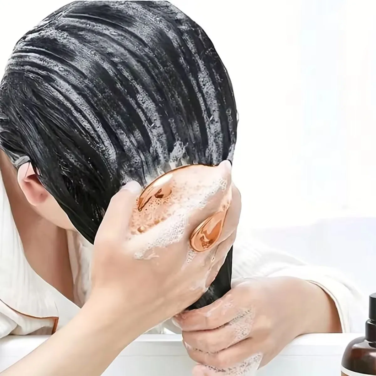 1pc rose gold shampoo brush, scalp massage comb, shampoo combbody massage brush, scalp cleaning brush