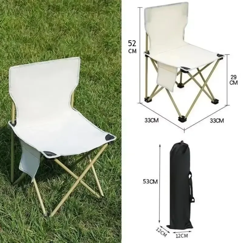 Folding Chair Folding Camping Chair Portable Oxford Cloth Chairs with Side Pocket High Load Fishing Chair Outdoor Travel Hiking Picnic Chairs