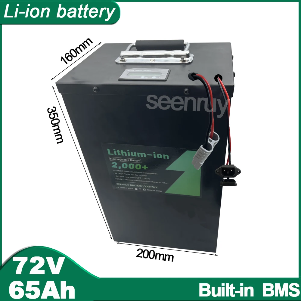 

SEENRUY 72V 65AH Li-ion With Charger 50A 80A 100A 120A 150A 200A Lithium Polymer Battery Perfect For Tricycle Motorcycle Scooter